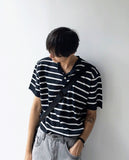 Dangara Henry Neck Short Sleeve Knit