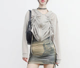 Beuneo see-through string hooded zip-up