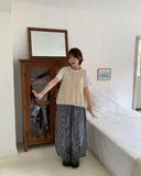 Selvk summer banding wide nylon pants