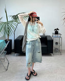 Hike Damaged Bermuda Denim