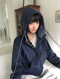 Inf Check Color Matching Two-Way Hood Zip-Up