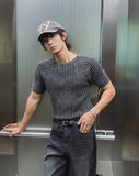 Washed Rib Muscle Fit Short Sleeve Knit