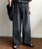 Pintuck Over Wide Denim