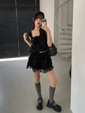 Bohemian lace frill tiered skirt