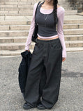 Levan Color Matching Halter Sleeveless Cut Long Sleeve T-shirt Set
