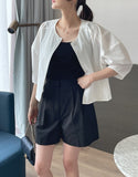 Chino Pin Tuck Short Cotton Pants