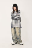 Multi cargo hem snap button heavy denim pants