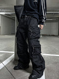 Multi-pocket cargo denim pants