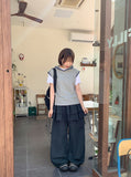 [BAONHAUS] Simbs Linen Tiered Frill Banding Skirt Pants