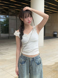 Hope Flower Shirring Layered Sleeveless