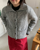 Soapt mix color wool bokashi collar cardigan