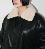 (Lining Dumble) TEDDY COLLAR LEATHER JACKET