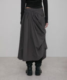 Asymmetrical Draped Layered Long Skirt