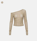 Sand Off-Shoulder Drape Top