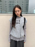 Mebas Double Button Short Sleeve Knit Vest