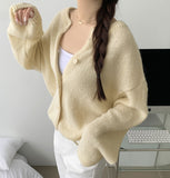 Fluffy Avant-Fit Shibori Alpaca Long Sleeve Cardigan