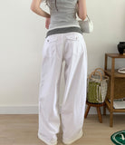 Daily Back Pocket Back Point Wide Cotton Pants