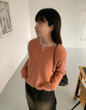 Bran Color Round Knit Cardigan