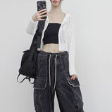 Bonhe See-Through Knit Hooded Zip-Up