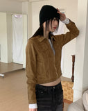 [MADE] Colte Slim Pocket Collar Cropped Corduroy Zip-Up Jacket