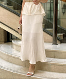 Linda Banding Pleated Maxi Long Skirt