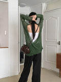 Concle Back Silt Strap Wrap Punching Layered Long Sleeve Knit