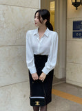 [Planning] Marinell Hidden Button Puff Shirt Blouse
