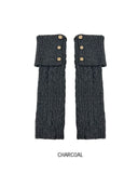 Wooden Button Cable Knit Leg Warmers