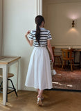 Oldin Stripe Collar Short Sleeve Knit