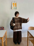 [unisex] Ekkoi Stripe Fleece Over Sweatshirt