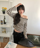 Pouch Multi Stripe One-Shoulder Long Sleeve