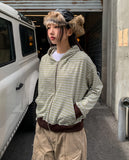 Maki Multi Stripe Color Matching Hood Zip-Up