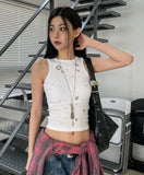 Star Stud Eyelet Crop Top (with cup)