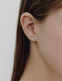 Essence Silver (W) Moissanite Flower Dainty Earrings