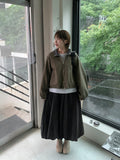 Dolance Suede Balloon Long Skirt