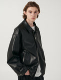 Fox Leather Overfit Single Stand Jacket Man