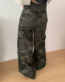 Pim Military Camo Pocket Cargo Bootcut Cotton Long Pants