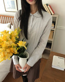[MADE] Hupi Pin Tuck Button V-Neck Collar Long Sleeve Shirt