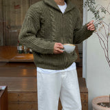 Foren cable zip-up cardigan knit