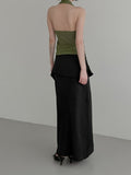 Scar Drape Layered Wrap Long Skirt