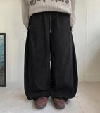 Netani Banding String Brushed Corduroy Side Snap Wide Pants