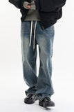 Drawstring wide denim pants