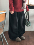 Yanne Brushed Side Pintuck Denim Wide Pants