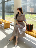 Etoile Color Matching Stripe Shirt One Piece (Belt Set)