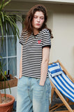 Muffin Heart Stripe CROP Ringer Tee