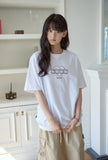 Cat's Heart Chain Embroidery Short Sleeve Tee