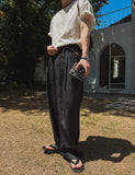 Sunday linen two-tuck wide pants