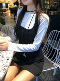 Toa Dot Halter Sleeveless Boat Neck Long Sleeve T-Shirt