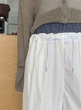 Mitu Summer Check Color Matching Cargo Wide Pants