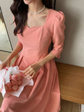 Newvier Heart Neck Puff One Piece